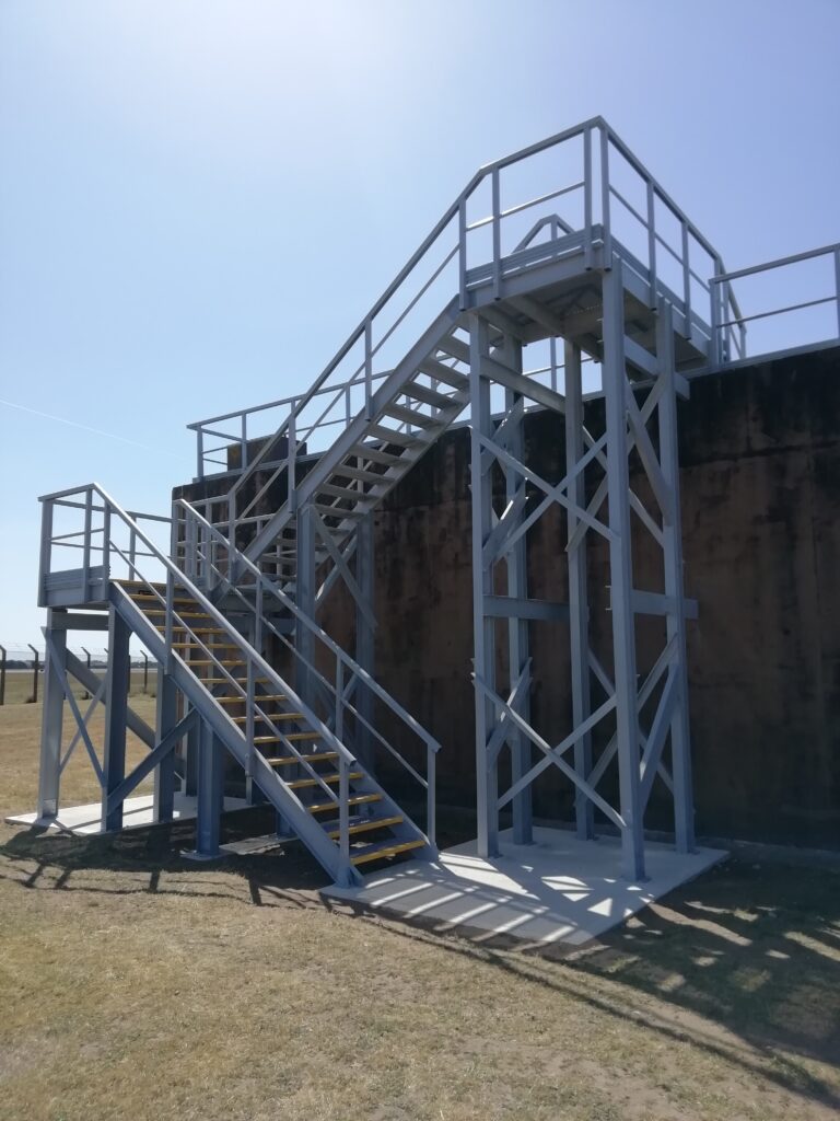 A GRP Staircase providing roof-top access to a building at Lakenheath