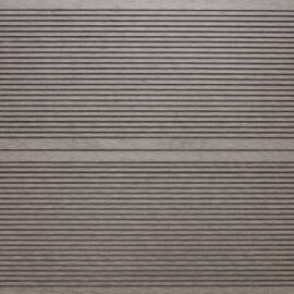 Close up of two WPC decking boards in Light Grey