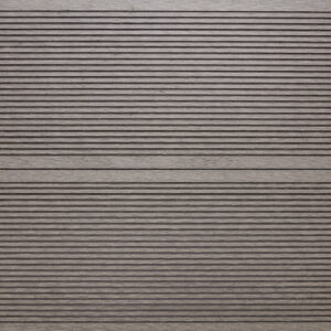 Close up of two WPC decking boards in Light Grey