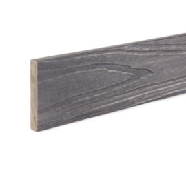 Close up of WPC woodgrain decking trim in Slate Grey