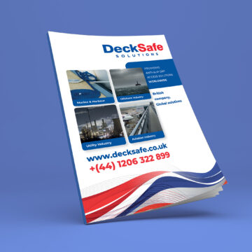 The DeckSafe Brochure on a blue background